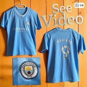 👛 2/$40 HAALAND Manchester City Home Light Blue Polyester Jersey